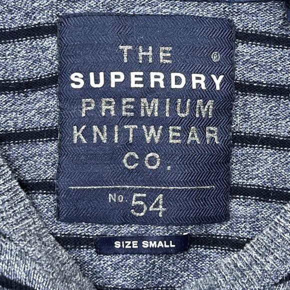 Superdry Premium Knitwear Co. 54 Cashmere Blend Stripe Crewneck Jumper Sz S NWOT - Picture 5 of 7